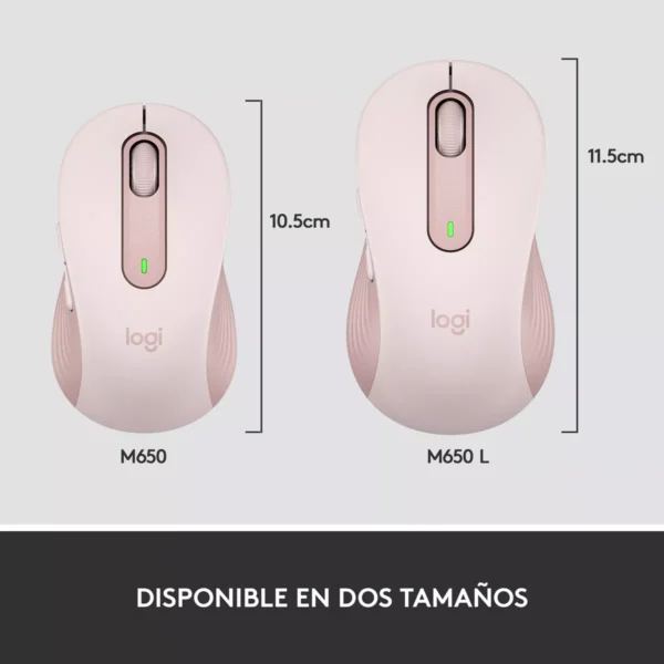 Logitech Signature M650 Rose — Mouse Inalámbrico, Bluetooth, para manos pequeñas - Imagen 10