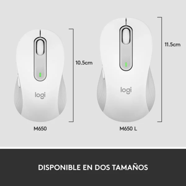 Logitech Signature M650 White — Mouse Inalámbrico, Bluetooth, para manos pequeñas, blanco - Imagen 10
