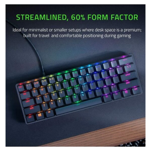 Razer Huntsman Mini Black — Teclado mecánico 60%, purple switch (Clicky), español, cableado, negro - Imagen 4
