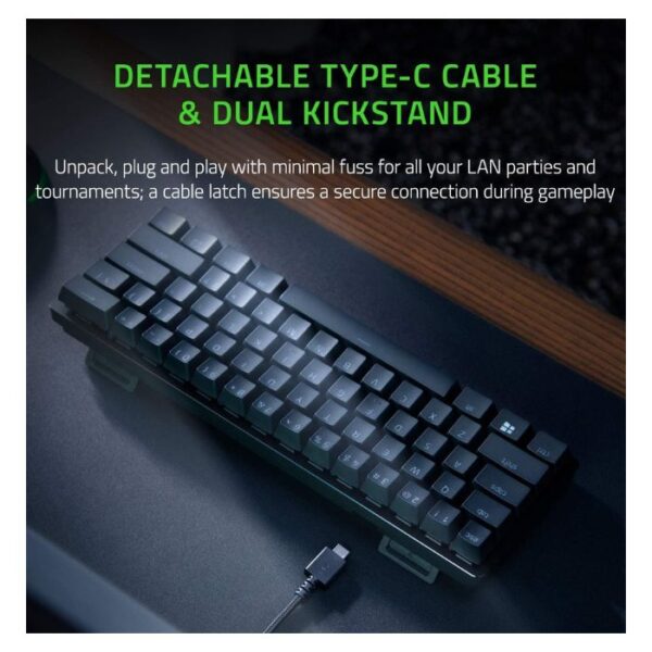 Razer Huntsman Mini Black — Teclado mecánico 60%, purple switch (Clicky), español, cableado, negro - Imagen 6