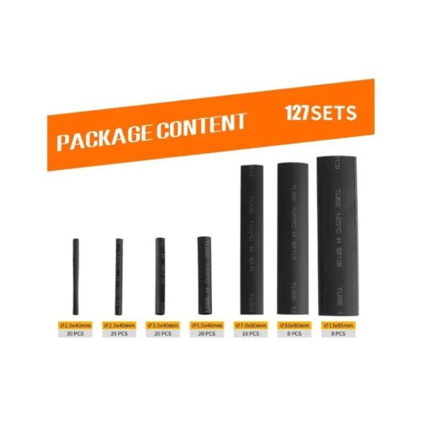 Kit de Tubos Termoencogibles, color negro, aislantes electricos, 127 piezas - Imagen 2