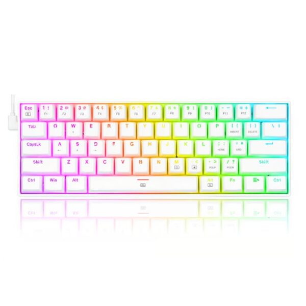 Redragon Dragonborn K630 RGB Teclado mecánico, con cable, 60%, Blanco, Español