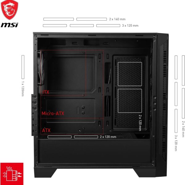 MSI MAG Forge 320R Airflow Black Mid Tower Case —  4 Fan 120mm - Imagen 7