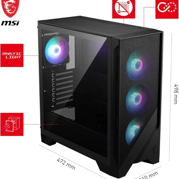 MSI MAG Forge 320R Airflow Black Mid Tower Case —  4 Fan 120mm - Imagen 5