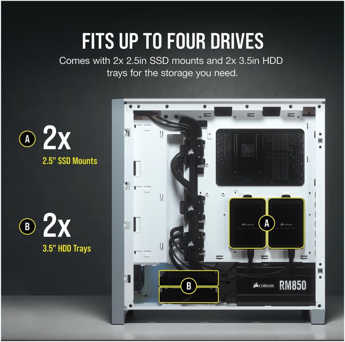 CORSAIR 4000D Airflow White — Caja ATX, 2 Fans 120mm, blanco - Imagen 5