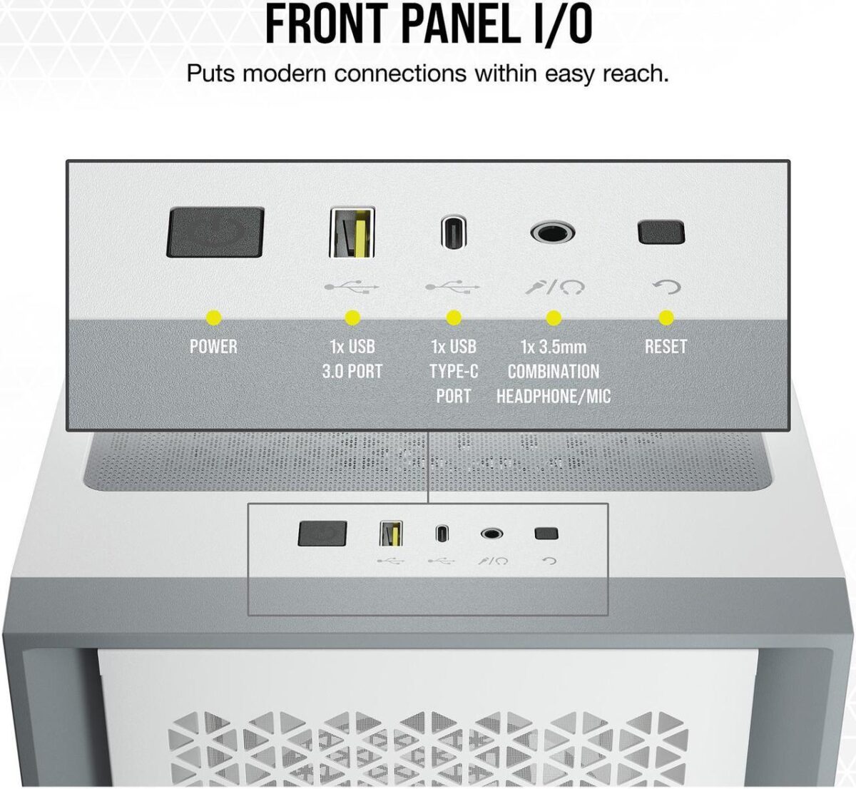 CORSAIR 4000D Airflow White — Caja ATX, 2 Fans 120mm, blanco - Imagen 8