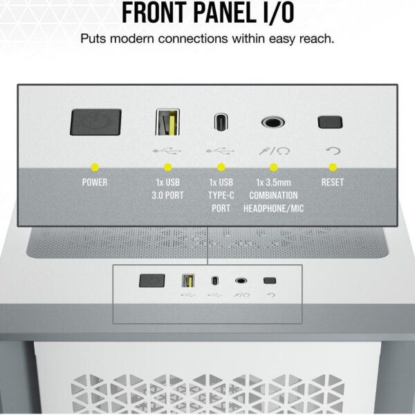 CORSAIR 4000D Airflow White — Caja ATX, 2 Fans 120mm, blanco - Imagen 8
