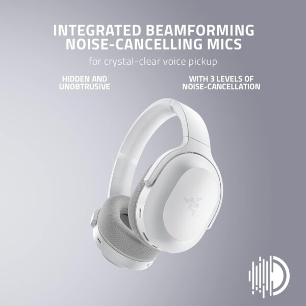 Razer Barracuda White — Audífonos inalámbricos, 2.4GHz + Bluetooth, multiplataforma, cancelación activa de ruido, mejor calidad de sonido, blanco - Imagen 4