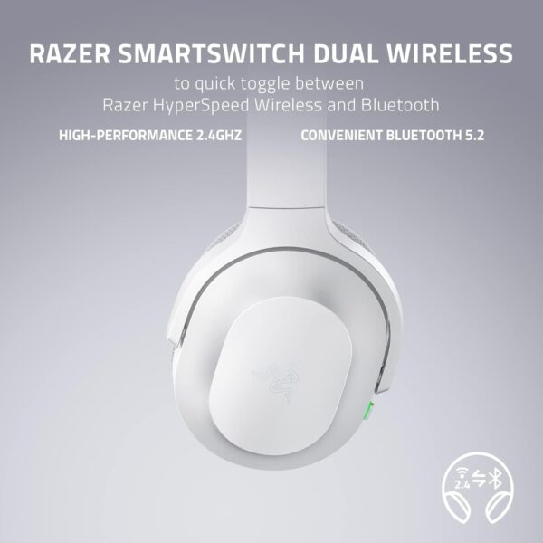 Razer Barracuda White — Audífonos inalámbricos, 2.4GHz + Bluetooth, multiplataforma, cancelación activa de ruido, mejor calidad de sonido, blanco - Imagen 5