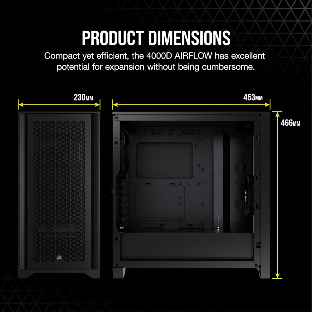 CORSAIR 4000D Airflow Black Mid Tower case — 2 Fans 120mm, color negro - Imagen 4