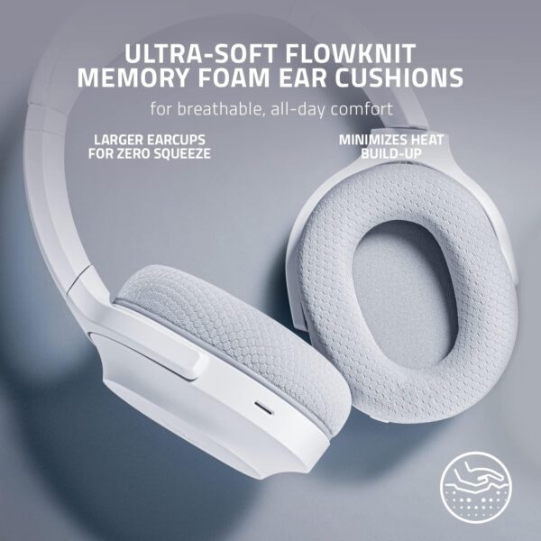 Razer Barracuda White — Audífonos inalámbricos, 2.4GHz + Bluetooth, multiplataforma, cancelación activa de ruido, mejor calidad de sonido, blanco - Imagen 3
