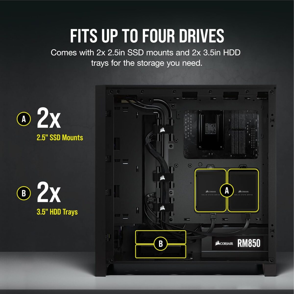 CORSAIR 4000D Airflow Black Mid Tower case — 2 Fans 120mm, color negro - Imagen 6