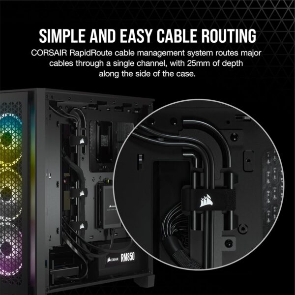 CORSAIR 4000D Airflow Black Mid Tower case — 2 Fans 120mm, color negro - Imagen 7