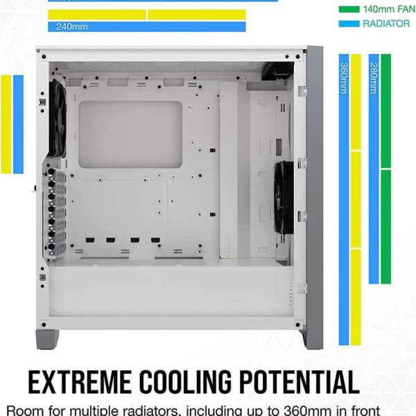 CORSAIR 4000D Airflow White — Caja ATX, 2 Fans 120mm, blanco - Imagen 4