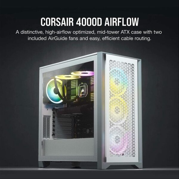 CORSAIR 4000D Airflow White — Caja ATX, 2 Fans 120mm, blanco - Imagen 3