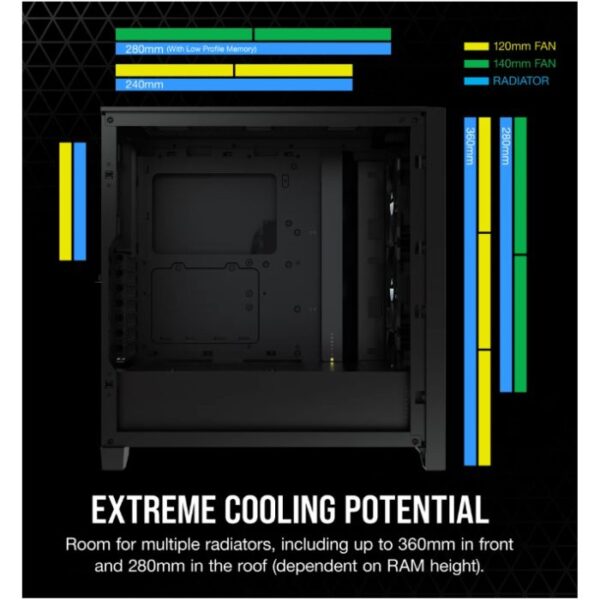 CORSAIR iCUE 4000X RGB Black — Caja ATX, 3 Fans 120mm, negro - Imagen 4