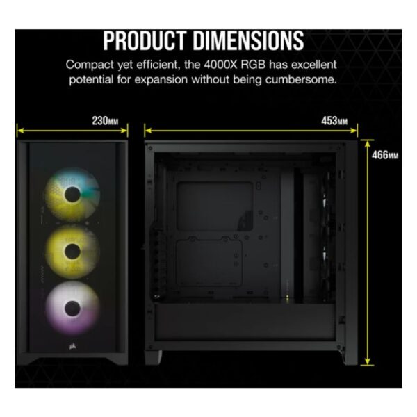 CORSAIR iCUE 4000X RGB Black — Caja ATX, 3 Fans 120mm, negro - Imagen 8