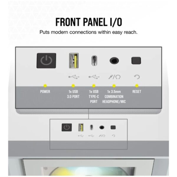 CORSAIR iCUE 4000X RGB White — Caja ATX, 3 Fans 120mm, blanco - Imagen 8