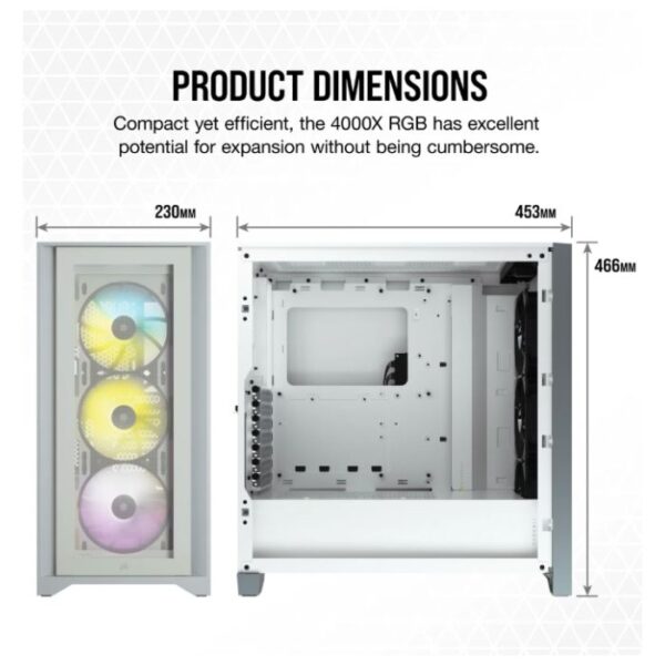 CORSAIR iCUE 4000X RGB White — Caja ATX, 3 Fans 120mm, blanco - Imagen 9