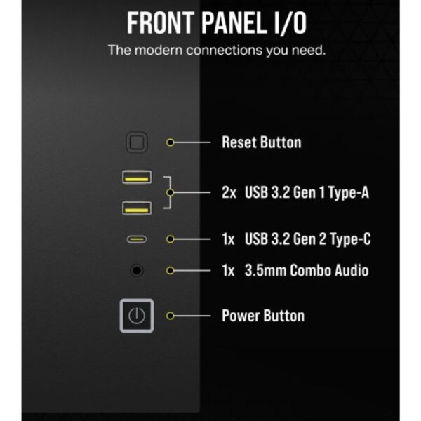 CORSAIR 2500X Black Mid Tower Dual Chamber Case — Sin Fans, color negro - Imagen 7