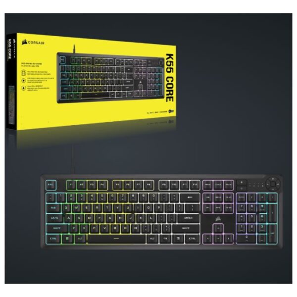 CORSAIR K55 CORE RGB — Teclado membrana, con cable, RGB, negro, español - Imagen 7