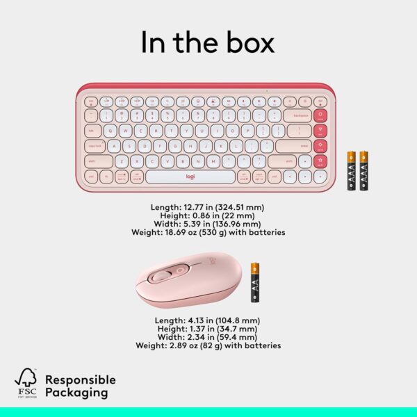 Logitech Pop Icon Combo Rose — Teclado y mouse inalámbrico, Bluetooth, español, Rosado y Blanco - Imagen 7