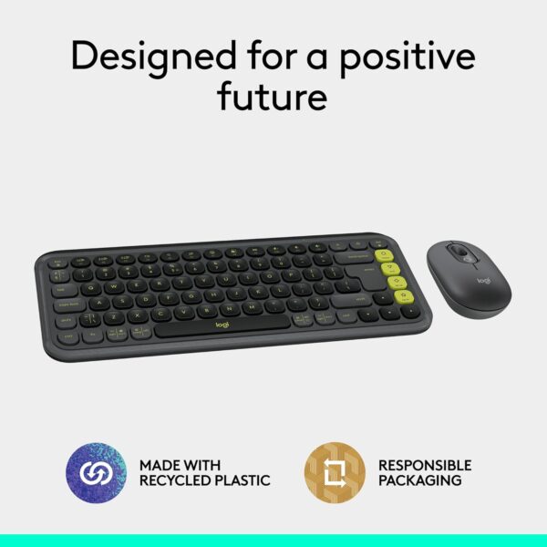 Logitech Pop Icon Combo Graphite Lime — Teclado y mouse inalámbrico, Bluetooth, español, Grafito y Verde - Imagen 6