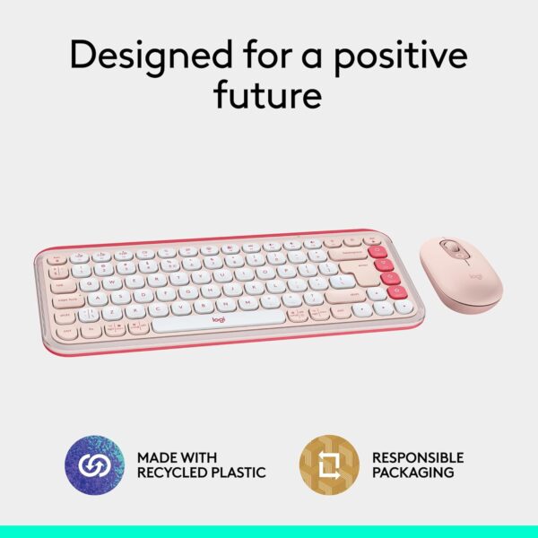 Logitech Pop Icon Combo Rose — Teclado y mouse inalámbrico, Bluetooth, español, Rosado y Blanco - Imagen 6