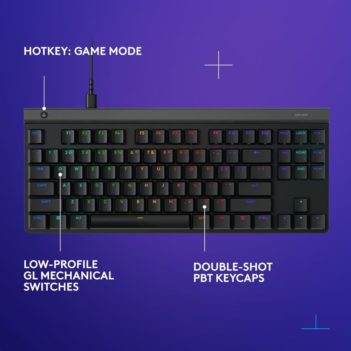 71R3Lffk40L._AC_SL1500_ Logitech G515 TKL White — Teclado mecánico, con cable, RGB, switch táctil, inglés - Imagen 5