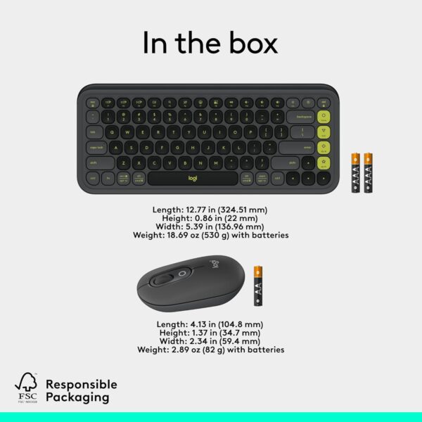 Logitech Pop Icon Combo Graphite Lime — Teclado y mouse inalámbrico, Bluetooth, español, Grafito y Verde - Imagen 7