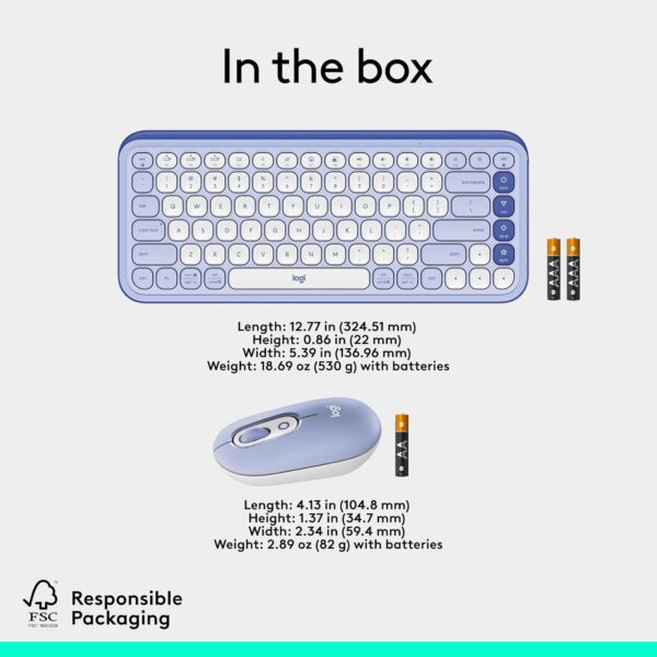 Logitech Pop Icon Combo Lilac — Teclado y mouse inalámbrico, Bluetooth, español, Lila y Blanco - Imagen 7