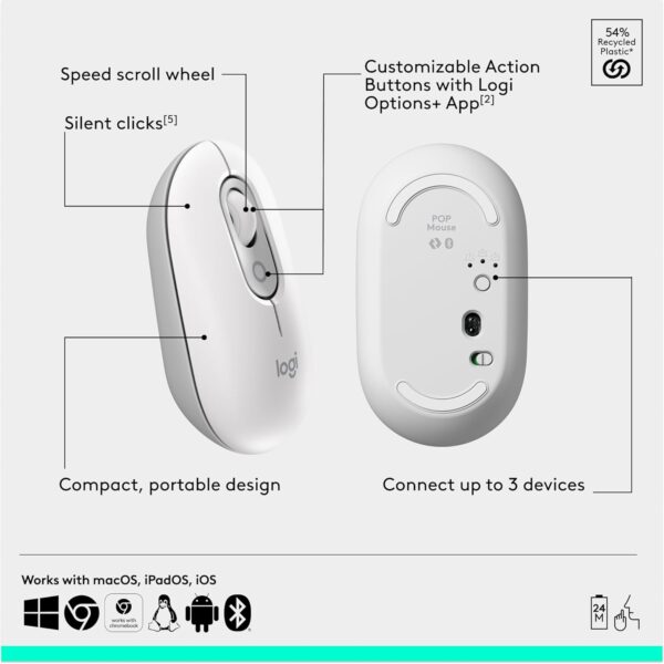 Logitech Pop Icon Combo Blanco y Naranja — Teclado y mouse inalámbrico, Bluetooth, español - Imagen 8