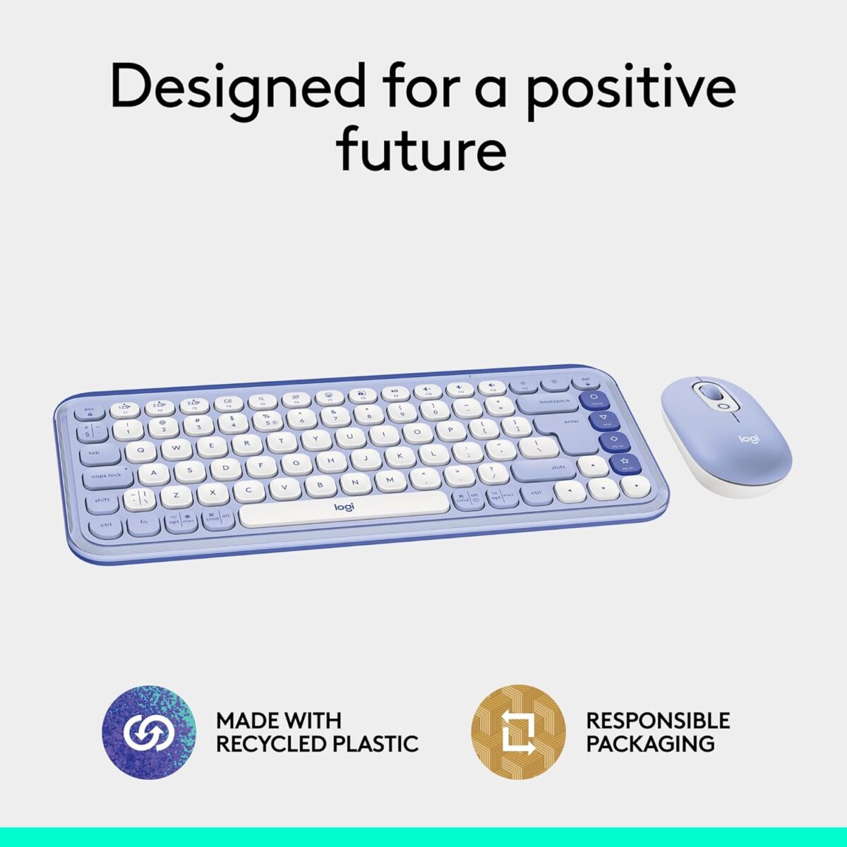 Logitech Pop Icon Combo Lilac — Teclado y mouse inalámbrico, Bluetooth, español, Lila y Blanco - Imagen 6