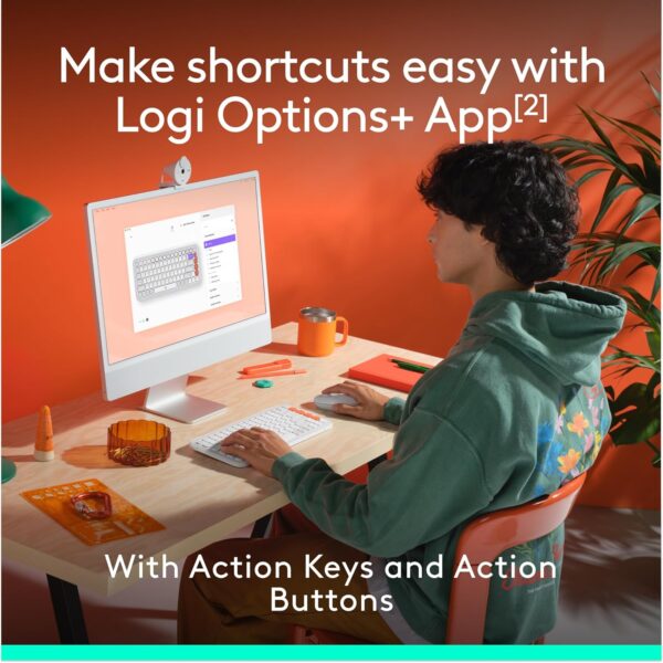 Logitech Pop Icon Combo Blanco y Naranja — Teclado y mouse inalámbrico, Bluetooth, español - Imagen 3