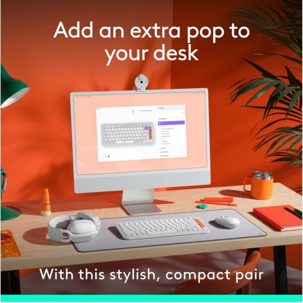 Logitech Pop Icon Combo Blanco y Naranja — Teclado y mouse inalámbrico, Bluetooth, español - Imagen 2