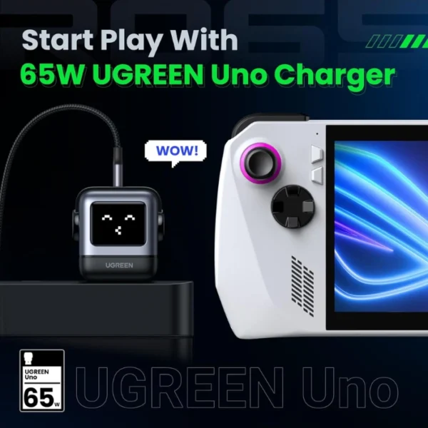 UGREEN Uno 65W Black — Cargador de 3 puertos GaN, carga rápida, 2 puertos USB-C, 1 puerto USB-A, negro - Imagen 6