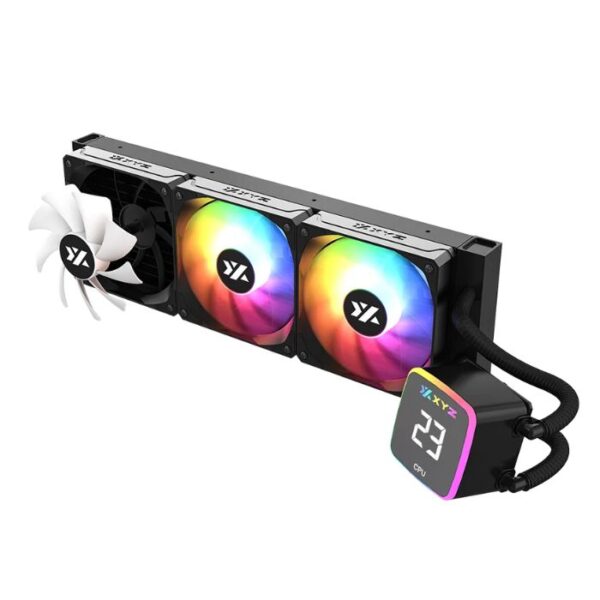 XYZ Aquapulse 360 Black — Enfriador líquido AiO, pantalla de temperatura digital, compatible con LGA 115x, 1700, 1200 / AM5, AM4 - Imagen 3