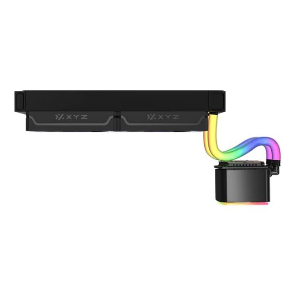 XYZ Aquapulse Fusion 240 — Enfriador Líquido AiO 240mm, pantalla de temperatura digital, tubos ARGB, AM4, AM5, LGA 1700, LGA 1851, Negro - Imagen 4