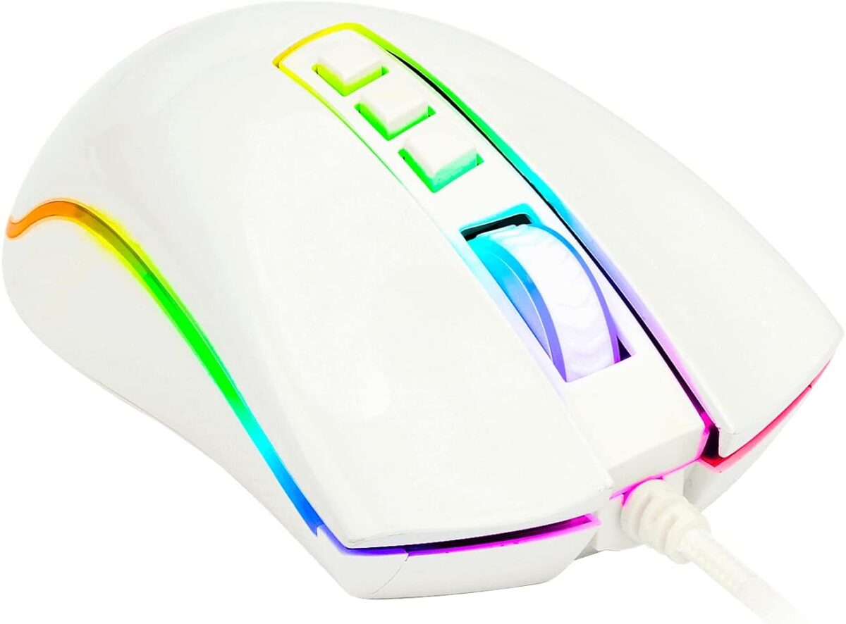 51IdwKhHqZS._AC_SL1500_ Redragon Cobra White — Mouse con cable, RGB, diestro, color blanco - Imagen 5
