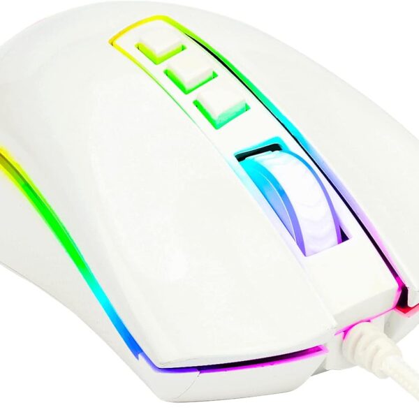 Redragon Cobra White — Mouse con cable, RGB, diestro, color blanco - Imagen 5