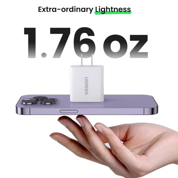 UGREEN CD137 20W —  Cargador de pared, puerto USB-C, carga rápida, blanco | 60449 - Imagen 3