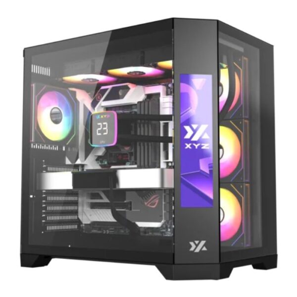 XYZ Neutron Black Dual Chamber Case — Caja ATX, 4 Fans 120mm RGB, pantalla LCD 8.8", negro - Imagen 7