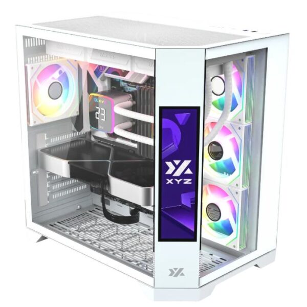 XYZ Neutron White Dual Chamber Case — Caja ATX, 4 Fans 120mm RGB, pantalla LCD 8.8", blanco - Imagen 7