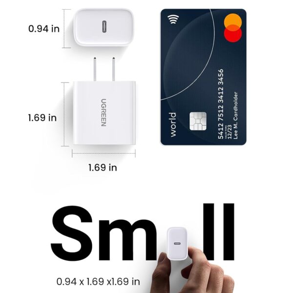 UGREEN CD137 20W —  Cargador de pared, puerto USB-C, carga rápida, blanco | 60449 - Imagen 2