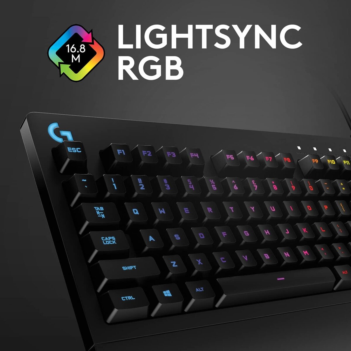 61NIjLGSF1L._AC_SL1500_ Logitech G213 Prodigy RGB — Teclado Membrana, con cable, inglés - Imagen 4