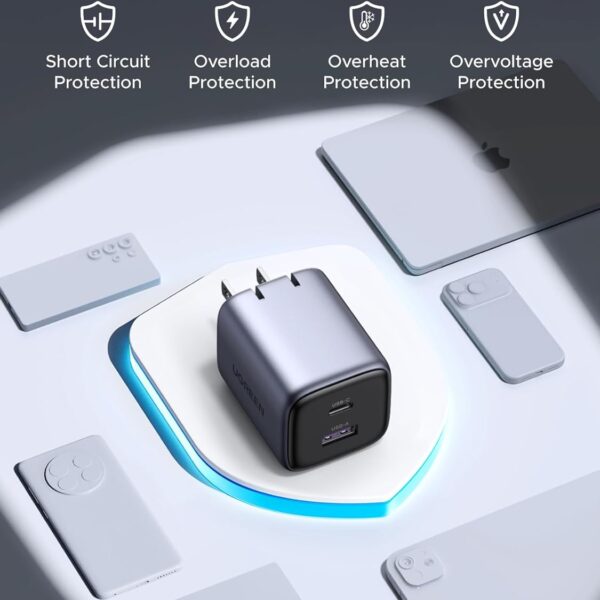 UGREEN Nexode S 35W X507 —  Cargador de pared, 1 puerto USB-A, 1 puerto USB-C, carga rápida, gris | 45222 - Imagen 2