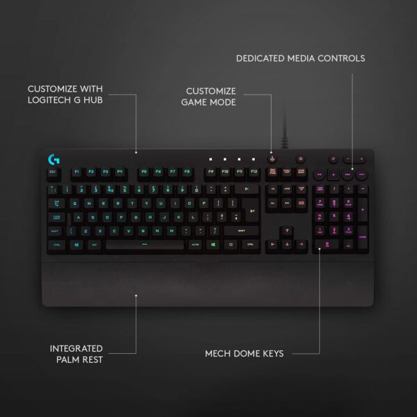 Logitech G213 Prodigy RGB — Teclado Membrana, con cable, inglés - Imagen 5
