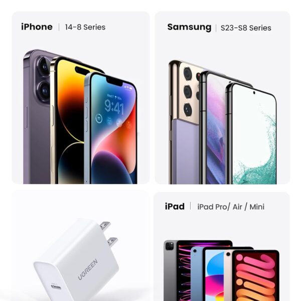 UGREEN CD137 20W —  Cargador de pared, puerto USB-C, carga rápida, blanco | 60449 - Imagen 5