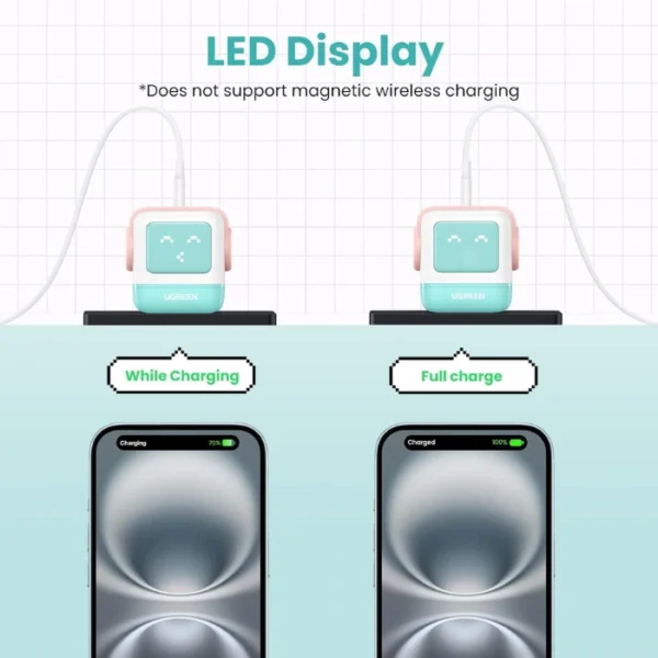 UGREEN Uno 65W Pink Blue — Cargador de 3 puertos GaN, carga rápida, 2 puertos USB-C, 1 puerto USB-A, azul rosa - Imagen 4