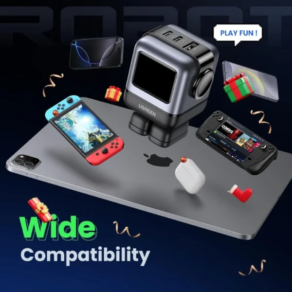 UGREEN Uno 65W Black — Cargador de 3 puertos GaN, carga rápida, 2 puertos USB-C, 1 puerto USB-A, negro - Imagen 8